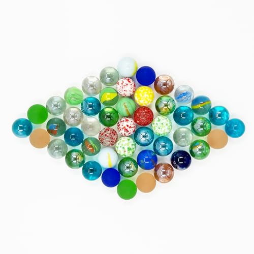 AHLPO 50Pcs 16mm Glass Marbles Multiple Colors Bulk Collection Cat Eye Marble for Bounce Game, DIY and Home Decoration