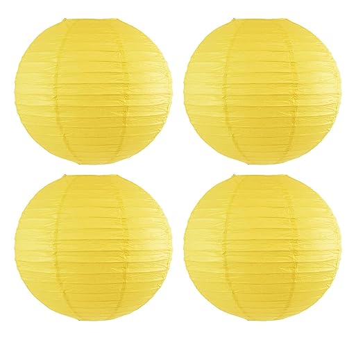 4Pcs Paper Lanterns Paper Lamp Shade Chinese Japanese Hanging Paper Lantern for Home, Party, Wedding, Christmas Decorations (Yellow,10 Inch)