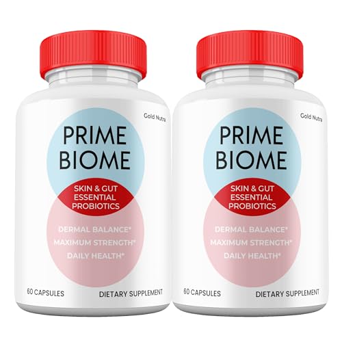 Gold Nutra (2 Pack) Prime Biome Pills, Prime Biome All Natural Supplement Skin and Gut Probiotics Capsules, 2 Month Supply