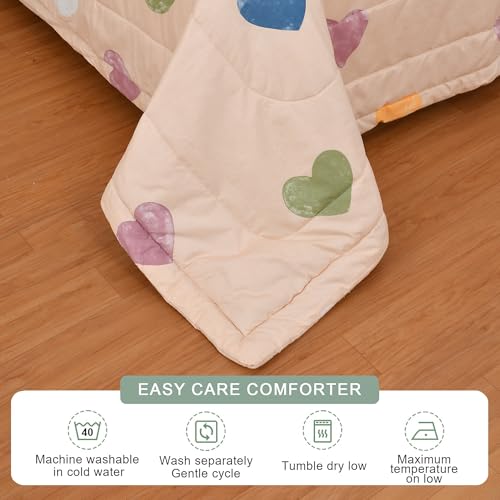 Image of FRESH FROM LOOM Microfiber All Seasons Collection Micro Fiber Comforter | Dohar | Quit | Single Bed | Double Weaved | Washable | Hypoallergenic Skin Friendly (Heart-Brown | 60x90 in, Single Bed)