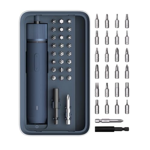 HOTO Electric Screwdriver Kit,25-Piece Upgraded Bit Set,3.6V Cordless Screwdriver Rechargeable,Magnetic Case Lid,3 Torque Settings,1500mAh Battery,LED