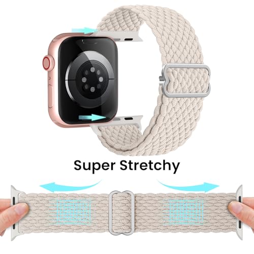 Image of Delidigi Stretchy Bands Compatible for Apple Watch Band Women 40mm 38mm 41mm 42mm 44mm 45mm 46mm 49mm, Nylon Braided Straps for iWatch Series 11 10 9 8 7 6 SE 5 4 3 Ultra 3 2 1