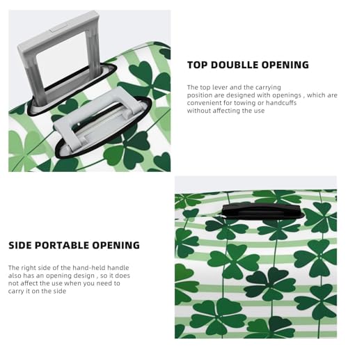 St Patricks Green Shamrock Leaf Stripes Travel Luggage Cover Elastic Suitcase Covers Washable Anti Scratch Luggage Dust Covers Protector, Fits 18-21 inch Luggage, S4