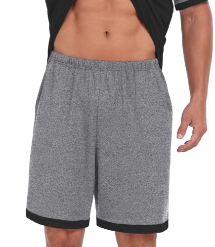 Image of Mens Pajamas Set Lightweight Summer Pjs Sleepwear Soft Comfy Short Sleeve Loungewear With Pocket (S-4X)
