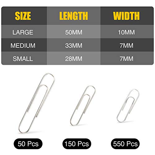 image for Kempshott 750 Paper Clips Assorted Sizes Small, Medium and Large Paper