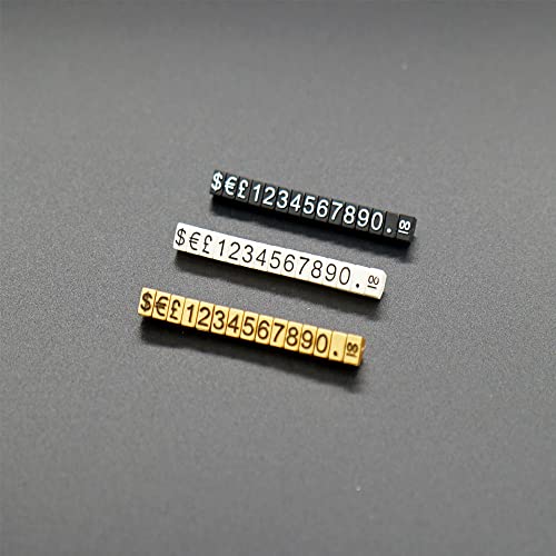 10 Sets Preisanzeigenwürfel, verstellbares Preisschild für Schmuck, Preisanzeige, Zähler, Ständer, Zahlen, Buchstaben, Dollar, Preisblock-Set für Einzelhandel (Gold)