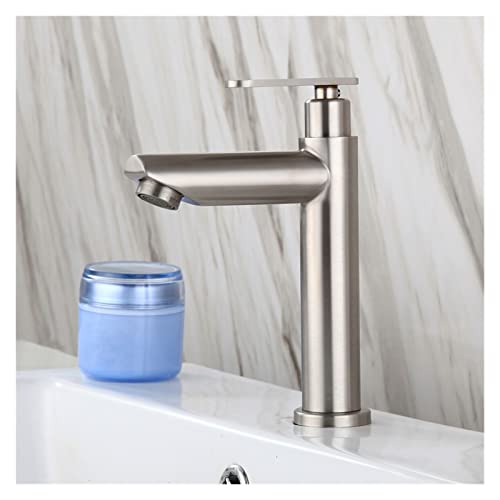 Robinet de lavabo à poignée unique en acier inoxydable 304 brossé finition gris mat