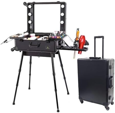 Amazon | Susire プロ用メイクボックス 鏡付き ledライト付き 大容量  