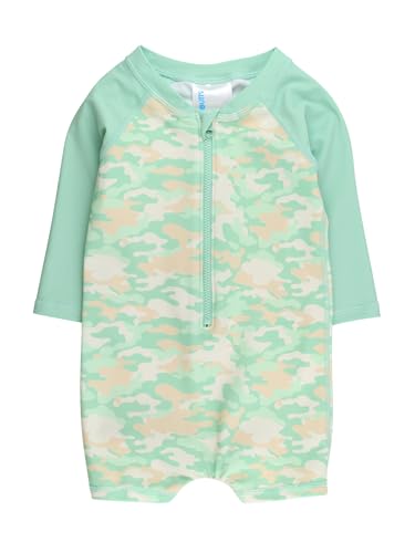 Image of RUGGEDBUTTS Baby /Toddler Boy Swimsuit, One Piece Zipper Rash Guard Sunsuit with UPF 50+ Sun Protection