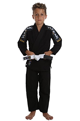 Vulkan Fight Company Brazilian Jiu Jitsu, Kids’ BJJ Ultra-Light GI for Martial Arts Sports, Black, M00