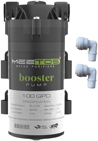 MEETOS RO Gold Booster Pump 100 GPD, RO Motor with Elbow Compatible with All Types of Domestic RO Water Purifier, Noiseless, Copper Wilding, Universal Type Motor, 2 Year Warranty