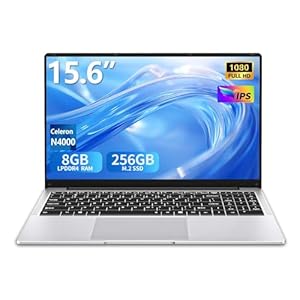 MOGIKK Ordinateur Portable 15,6 Pouces 8 Go RAM 256 Go SSD N4000 Processeur Écran IPS Full HD PC Portable WiFi 5 BT Mini HDMI Charnière à 180 Degrés Poids 1,6kg pour Les Étudiants et Les Entreprises.