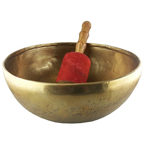 Tibetan Singing Bowl / Prayer Bowls / Rin Gong / Suzu Gongs - 9 Inch Diameter with Leather Wrapped Beater by Shiva