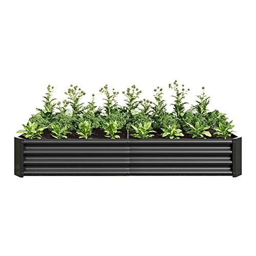FOUBAM Hochbeet Metall,Hochbeet Garten Pflanzkübel Blumenkasten 180x91x30cm Pflanzkasten Terrassen Gemüsebeet Pflanzbeet Verzinktem Hochbeete für Garten Metall Kaufen Cortenstahl Schwarz