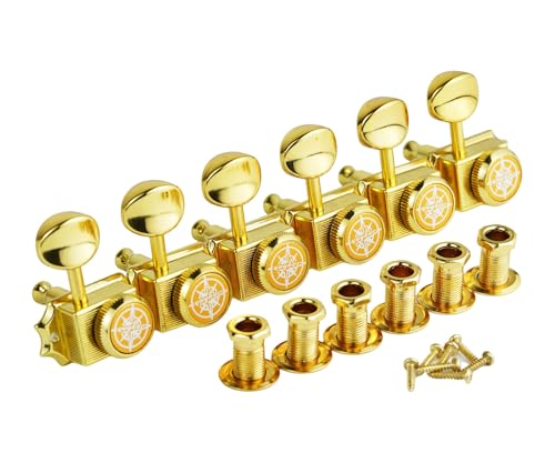 Guyker 15,2 cm-line Vintage Gitarre Lock String Tuners - Locking Tuning Key Pegs Machine Heads Ersatzteile für ST TL Style E-Gitarren Übersetzung 1:15 - Gold