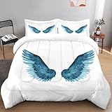 ZIVILOML Comforter Set Full Size, Angel Feather Heaven Bird, Bedroom Decor Bed Set Inspirational Wings Watercolor Abstract for Kids and Adults Soft Microfiber Bedding Set
