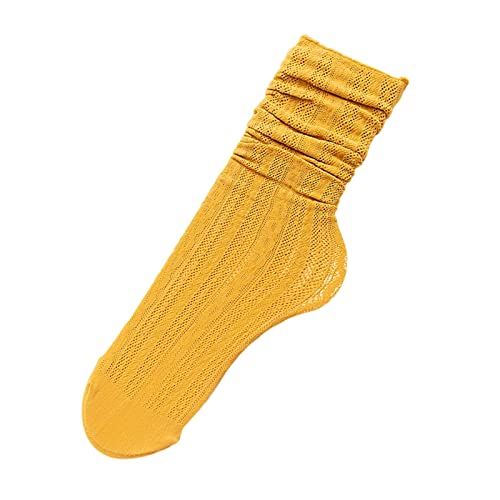 Photo de Mfacl Chaussettes for Femmes Chaussettes Lolita Été Mince Maille Creuse de Tache de Maille Creuse Swan Solid Couleur Bas Mori Fairy Bas Lolita (Color : Yellow, Size : One Size)