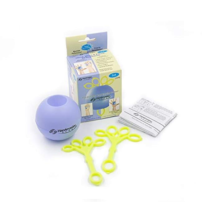 Physical Therapy Hand Exerciser - Forearm Exerciser with Stress Relief Ball - Hand Therapy Balls for Exercise, Training - Finger Exerciser & Strengthener - Soft Tension, Purple