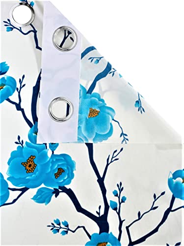 Image of Fashion String 2 Piece 3D Tulips Eyelet Polyester Long Door Curtains - 9 Feet, Aqua