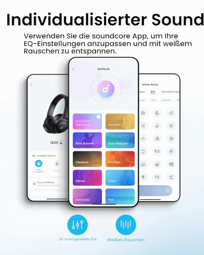 soundcore by Anker Q20i kabelloser Bluetooth Over-Ear-Kopfhörer mit Hybrid Active Noise Cancelling, 40h Spielzeit im ANC-Modus… – Ansicht 4