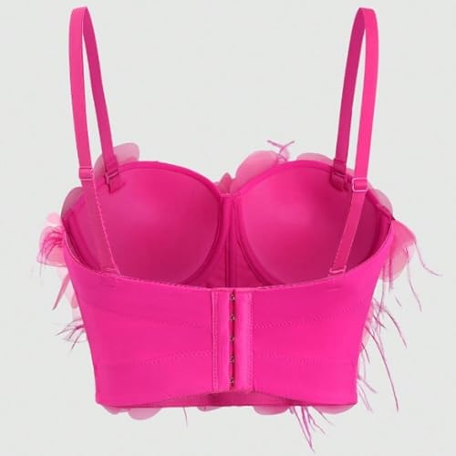 Women's Floral & Feather Bustier Top - Cropped Cami Top2