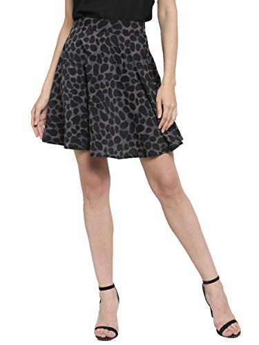 Image of Sera Women's Floral Print Black Viscose Rayon A-Line Casual Mini Skirt