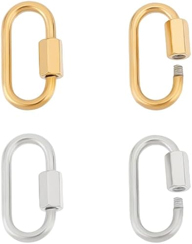 UNICRAFTALE Mosquetón de tornillo ovalado de acero inoxidable con bloqueo de tornillo llavero mosquetón de metal gancho de clip de enlace rápido
