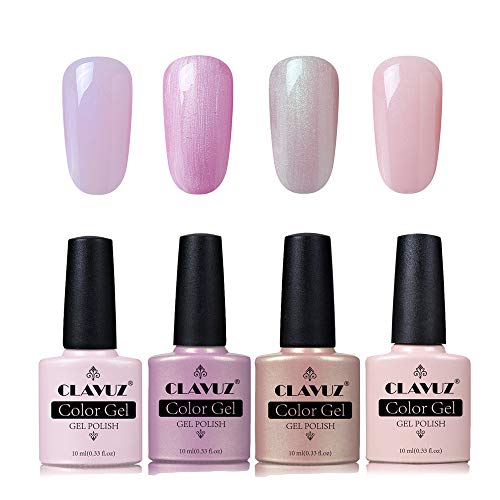 Clavuz Vernis Semi permanent ongles- 4pcs Kit Manucure Pour Ongle et pédicure Lot Vernis à Ongles rose Nail Gel UV LED Soakoff, 10ml