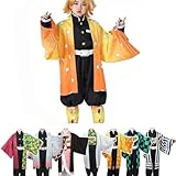 [KEENNESS] 鬼殺の刃 遊シルエット編 グッズ コスプレ 子供 服 子供 コスプレ 文化祭 パーティー クリスマス ハロウィン 舞台衣装 (我妻善逸, 130)