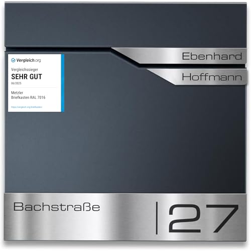 Metzler Wandbriefkasten mit Zeitungsfach und...