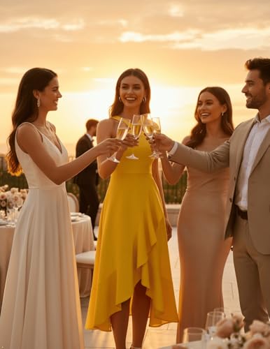 Image of Bbonlinedress Halter Cocktail Women Dresses Prom Formal Wedding Guest Bridesmaid Ruffled Maxi Hi-Lo Evening Party 2026 Dress