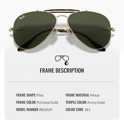 Ray-Ban RB3029 OUTDOORSMAN HAVANA COLLECTION Pilot Shaped Sunglasses for Men & Women with Official RAYBAN Eyewear Kit3