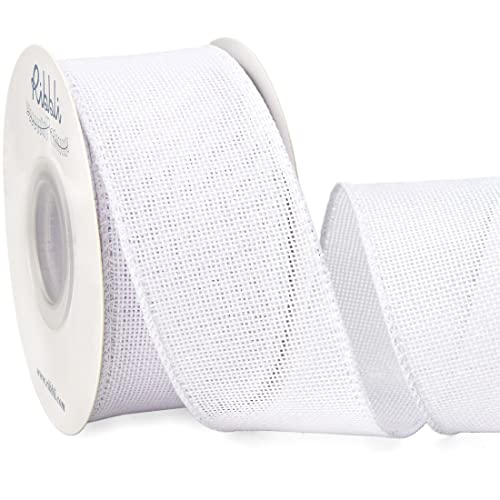 Ribbli White Wired Ribbon,2 Inch x Continuous 10 Yard, Wired Edge