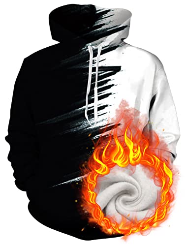 uideazone Unisex 3D Digital Printed Hoodies for Men Women Cool Graphic Fleece Hooded Sweatshirt with Big Pockets