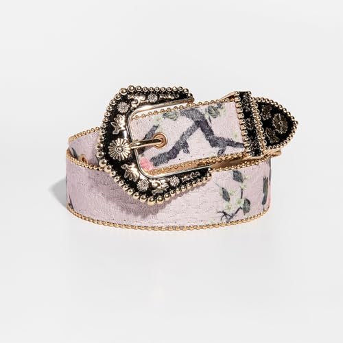 Retro Palace Style Multicolor Engraved Metal Buckle Embroidery Embossed Women's Belt Suitable for Jeans Gifts