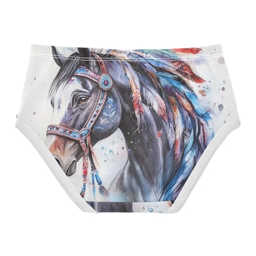 Watercolor Beautiful Horse White Toddler Underwear Custom 2t Cotton Cute Panties Girl Florals Briefs Girls Undies2