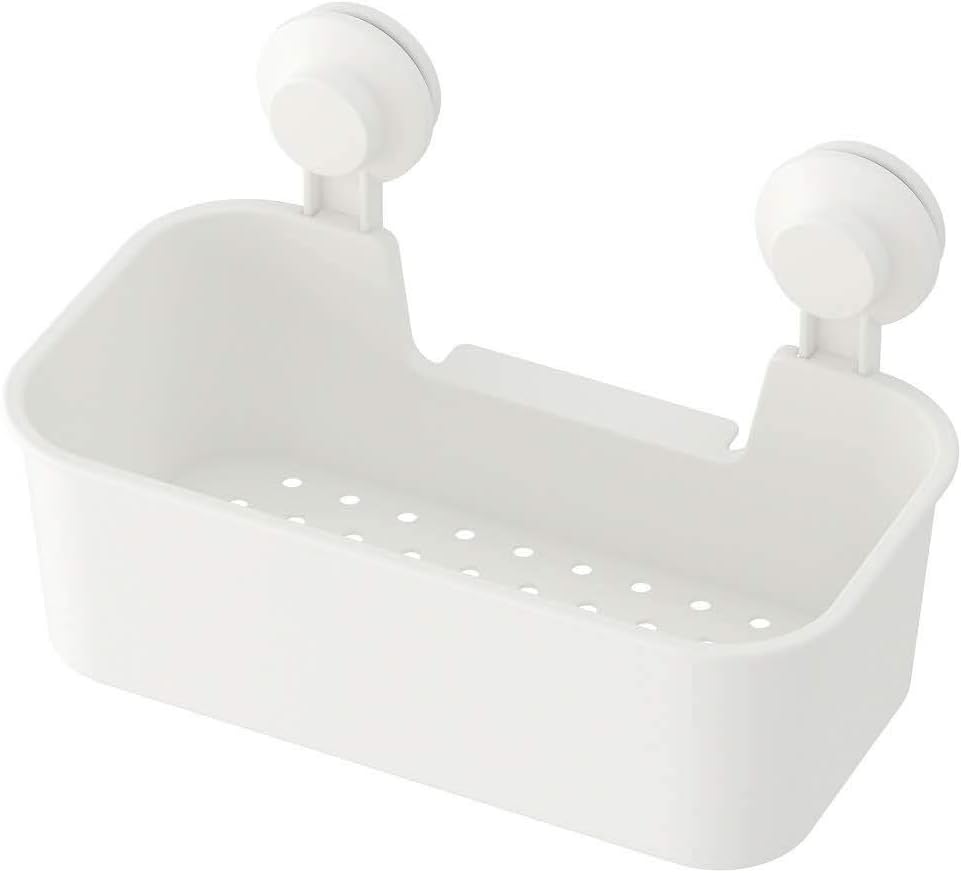 Asia Tisken Cleaning Supplies Basket with Suction Cup White, Polycarbonate Plastic