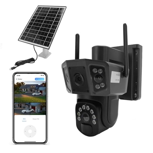 PUSOKEI Cameras de sécurité Solaire 4K 8MP Solaire sans Fil, 4G No WiFi Security Camera, Pan 355 ° et Inclinaison 90 °,Batterie de 8000mAh, Talk à 2 Voies, Surveillance en Temps Réel