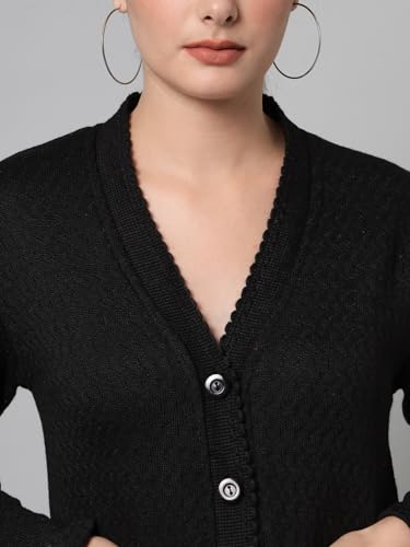 Image of eWools Women's winterwear Woolen Solid Sweater with Pockets Cardigans (with Pockets)