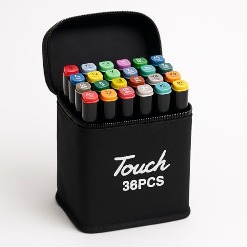 Kit Canetinhas Ponta Dupla 36 Cores com Estojo Completo para Colorir Desenhar Pintar e Criar Artes Profissional com Ponta Fina e Grossa Ideal para Escola Escritório e Lettering Criativo