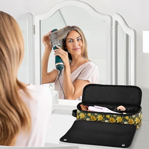 Bolsa de viaje floral amarilla para herramientas de cabello miniatura 6