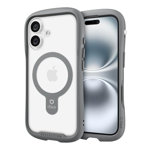 Coque iPhone 16 MagSafe iFace grise transparente antichoc verre trempé