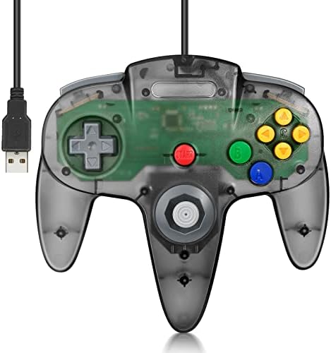 2 Pack FISUPER USB N64 Controller, Wired USB Gamepad Joystick for Windows PC MAC Raspberry PI(Clear Black+Clear Blue) - 5