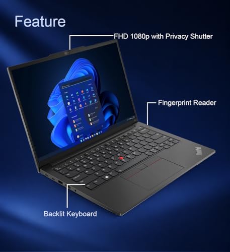 Image of Lenovo ThinkPad E14 Business Touchscreen Laptop (14 inch FHD+, Intel Core i5-1335U (> i7-1255U), 16GB RAM, 512GB SSD), Fingerprint Reader, 1080p Webcam, Backlit, Thunderbolt 4, Ethernet, Wi-Fi, Win 11 Pro