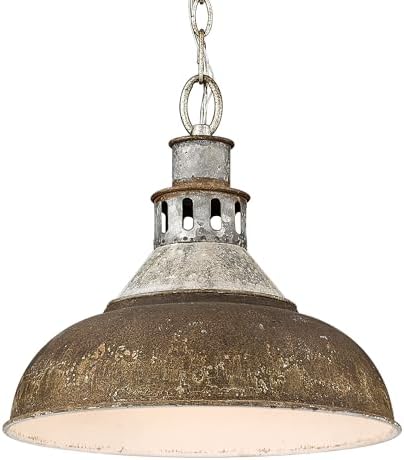 Golden Lighting 0865-L AGV-Rust Kinsley Pendant, Aged Galvanized Steel- Pendant Light, Kitchen Island Lighting, Pendant Light Fixtures, Pendant Lights, Pendant Lights Kitchen Island,
