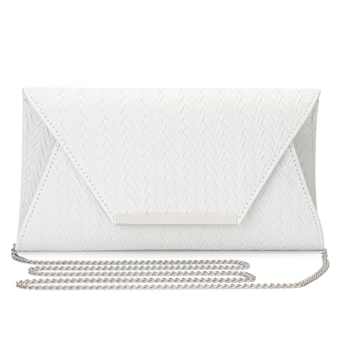 BAIGIO Sac de Soirée pour Femme Élégante Cuir PU Sac à main pour Fête de Mariage Pochettes et Clutches, Adapté pour Fête Mariage Banquet (#2-blanc)