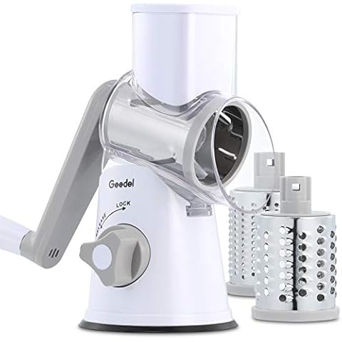 Käsereibe, Reibe für Gemüse mit 3 Trommelblättern, Trommelreibe Schnelleres und Einfaches Schneiden, Gemüseschneider Ideal für Käse, Gurken, Karotten, Nüsse usw Cover