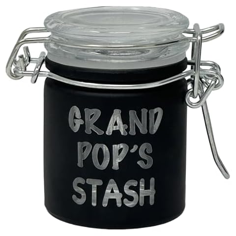 Ted Miller Innovation 2.5" Inch Glass Jar with Clamping Lid (Grandpa's Stash) Cover
