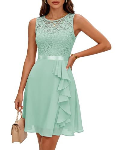 Image of BeryLove Womens Boat Neck A Line Sleeveless Lace Formal Homecoming Dress