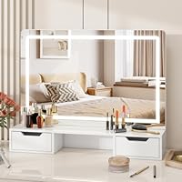 eklipt Hollywood Vanity Mirror with Lights,Large Lighted Makeup Mirror with Dimmable LED Bulbs, Touchscreen Control, USB Output Port Tabletop or Wall Mounted Light Up Mirror For Bedroom